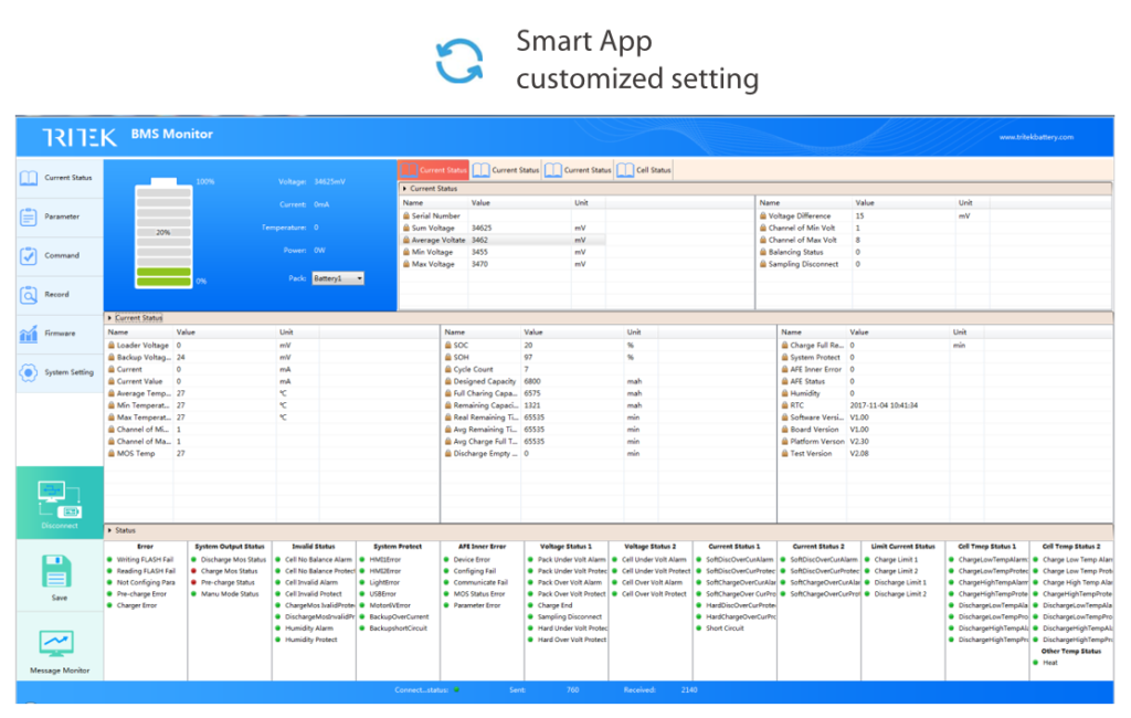 tritek bms app smart app customized setting